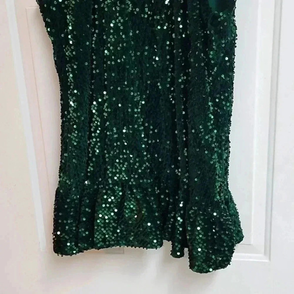 NWOT Free People Nova Convertible Sequin Mini Dress Emerald Green Sparkle - Picture 5 of 13